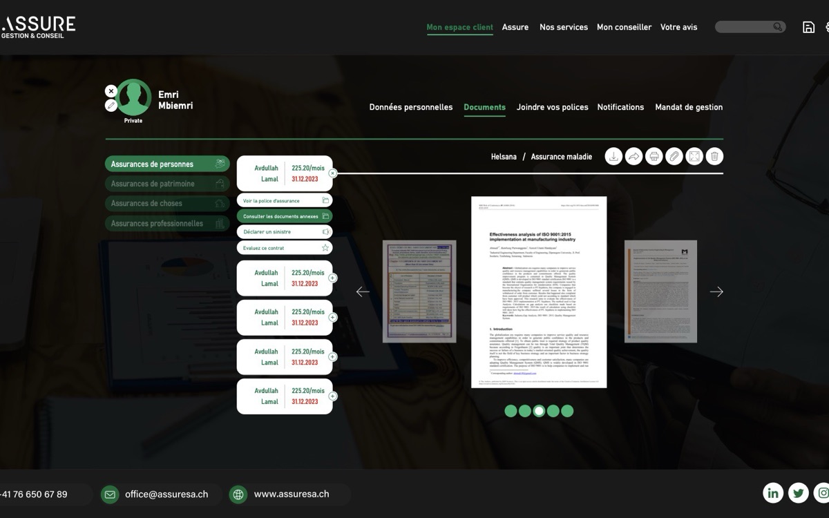 Espace client 2.0 d’ASSURE Gestion & Conseil